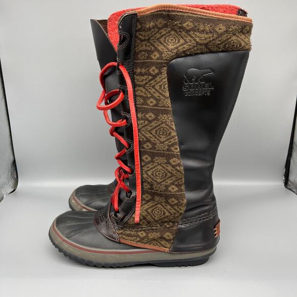 SOREL X CONCEPTS Boots Womens 6 'CATE THE GREAT' Brown‎ Leather Snow Winter - Picture 4 of 7